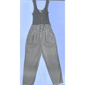 Vintage Nina Piccalino Womens Jumpsuit Size 6 Ribbed Button-Front Tank 100% Cott